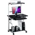 Techly - Vogn - for LCD-display / tastatur / mus / CPU / skriver - metall, MDF - skinnende svart, sølv