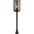 QAZQA Stående utendørslampe svart med røykglass 100 cm IP44 - Charlois