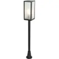 QAZQA Utendørs gulvlampe svart med ribbet glass 100 cm IP44 - Charlois Ribbed