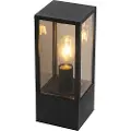 QAZQA Stående utendørslampe svart med røykglass 40 cm IP44 - Charlois
