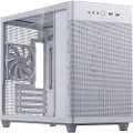 Asus Prime AP201 - Lite tårn - micro ATX - sidepanel med vindu (herdet glass) - ingen strømforsyning - hvit - USB/lyd