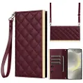 Mtp Products Samsung Galaxy S24 Luksuriøst Vattert Lommeboketui - vinrød