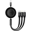 Baseus Bright Mirror 3, USB 3-i-1-kabel for micro USB / USB-C / Lightning 66W / 2A 1,1 m (svart)