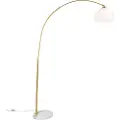 QAZQA Smart buegulvlampe messing med hvit skjerm inkl. Wifi A60 - Arc Basic