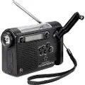 Renkforce RF-CR-200 Kuffertradio FM, AM (1018), KW Nødradio genopladelig, Solcellepanel, Håndsving, Vækkefunktion, Lommelygte Sort