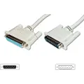 Digitus - Seriell/parallell-forlengelseskabel - DB-25 (hann) til DB-25 (hunn) - 10 m - formstøpt, tommelskruer - beige