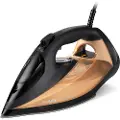 Philips Azur 7000 Series DST7040 - Dampstrykejern med automatisk slukking - såleplate: SteamGlide Elite - 2800 W - svart/gull