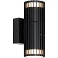 QAZQA Design utendørs vegglampe sort 2-lys IP44 - Boris
