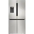 Bosch Serie | 6 KFD96APEA - Kjøleskap/fryser - fransk dør underfryser med vannautomat, isdispenser - bredde: 90.5 cm - dybde: 73.1 cm - høyde: 183 cm - 574 liter - Klasse E - børstet stål