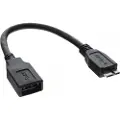 Intos 31609, 0,15 m, USB A, Micro-USB B, Sort