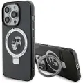 Karl Lagerfeld iPhone 15 Pro Max Ringstand Karl & Choupette Mag-deksel - Black
