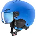 Uvex Rocket JR Visor, Skihjelm med Visir, Junior, Blue Puzzle