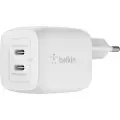 Belkin BoostCharge Pro GaN - Strømadapter - PPS- og GaN-teknologi - 45 watt - Fast Charge, PD 3.0 - 2 utgangskontakter (2 x USB-C) - hvit