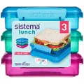 Sistema Pack 450ml Sandwich Box3 Pack Lunch Coloured