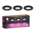 Philips Hue White and Color Ambiance Slim - Forenket søkelys - LED - 8.3 W - klasse E - 16 millioner farger - 2000-6500 K - rund - svart (en pakke 3)