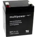Multipower PB-12-5,4-4,8 Blybatteri 12 V 5.4 Ah Blyfleece (B x H x T) 90 x 107 x 70 mm Fladstik 4,8 mm Vedligeholdelsesfri, Lav selvafladning