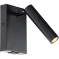 QAZQA Moderne vegglampe sort med justerbar USB - Croft