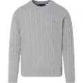 Tommy Hilfiger for man. MW0MW33132 Grey braided knitted jumper (M), Casual, Cotton