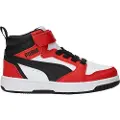Puma Rebound V6 Mid Sneakers Kids, Shoes, White/Black/Red, 31