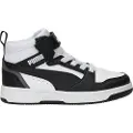 Puma Rebound V6 Mid Sneakers Kids, Shoes, White/Black/Shadow Gray, 32
