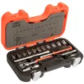 Bahco 1/4´´ Square Metric Hexagonal Profile And Articulated Head Ratchet Skrallesett 65 Enheter
