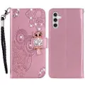 Mtp Products Samsung Galaxy A35 Ugle Rhinestone Lommebok-deksel - Rose Gold
