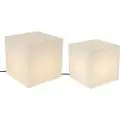 QAZQA Sett med 2 utendørs gulvlamper hvite 30 og 38 cm firkantet IP44 - Nura