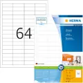 Herma Premium - Papir - matt - permanent selv-adhesiv - hvit - 48.3 x 16.9 mm 12800 etikett(er) (200 ark x 64) laminerte etiketter