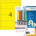 Herma Spesial - Papir - matt - permanent selvklebende - gul - 192 x 61 mm 400 etikett(er) (100 ark x 4) ugjennomsiktige mappeetiketter
