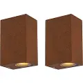 QAZQA Sett med 2 industrielle vegglamper rustbrun 2-lys IP44 - Baleno