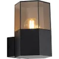 QAZQA Utendørs vegglampe sort med røykglass sekskantet IP44 - Denmark