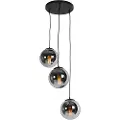 QAZQA Smart pendellampe sort med røykglass 3-lys inkl. Wifi ST64 - Pallon