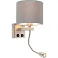 QAZQA Smart vegglampe stål med grå skjerm inkl. WiFi A60 - Brescia