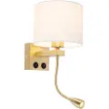 QAZQA Smart vegglampe gull med hvit skjerm inkl. Wifi A60 - Brescia