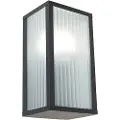 QAZQA Smart utendørs vegglampe svart med ribbet glass inkl. WiFi A60 - Charlois