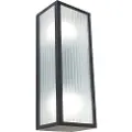 QAZQA Smart utendørs vegglampe sort med ribbet glass inkl. 2 Wifi A60 - Charlois