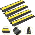 Vevor Kabelbeskytterrampe, 4-pakninger 2-kanalers fartshumper, 101 x 24,5 x 5 cm modulær gummifartshump, nominell lastekapasitet på 4989,5 kg, beskyttende wireledningsrampe innkjørsel gummifartshumper