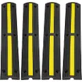 Vevor kabelbeskytterrampe 100x15x3,1 cm, 4-pakning med 1 kanal, 8164,7 kg/akselkapasitet Kraftige fartshumper i gummi, kabelbeskytter til gulvledning, for boligområder, private garasjer, hager