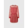 Pepe Jeans for woman. PL953440 Bridget dress red (XL), Casual, Party, Polyester, Long sleeve