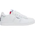 Pepe Jeans for boy. PBS00001 Player Basic Leather Sneakers white (38), Flat, Laces, Casual, children's fashion