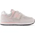 New Balance unisex for kids. PV574V1 Leather 574 Core Hook & Loop grey trainers (35 W), Flat, Velcro, Casual, children's fashion