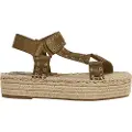 Pepe Jeans for woman. PLS90660 Leather sandals Tracy Resort green -Platform height 4.6cm (36), 3 to 5 cm, Buckle, Casual