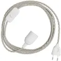 Creative Cables Snakebis Twisted E27 Kabelsett Med Lampesokkel. Stofftrukket Kabel Og 2-pinners Plugg 1.8 M