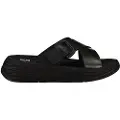 FitFlop F-mode Espadrille Buckle Leather Flatform Slides Badesandal