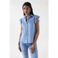 Salsa Jeans Ruffle-sleeve Light Ermeløs Bluse
