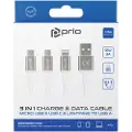 Prio High-Speed 3-i-1 Ladekabel - 2m - Hvit