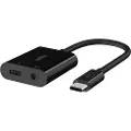 Belkin RockStar - USB-C til hodetelefonjakk / ladeadapter - 24 pin USB-C hann til minijakk, 24 pin USB-C hunn - 19.6 cm - USB Power Delivery (60W)