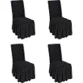 Vevor stretch spandex klappstoltrekk, universelt tilpasset stoltrekk med skjørt, avtakbare vaskbare beskyttende sliptrekk, til bryllup, høytid, bankett, fest, feiring, bespisning (4 stk svart)