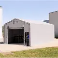 TOOLPORT 5x8 m telthall, PRIMEtex-PVC-presenning, grå, med statikk (jordunderlag)