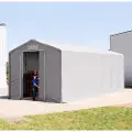 TOOLPORT 6x12 m telthall, PRIMEtex-PVC-presenning, grå, med statikk (betongunderlag)